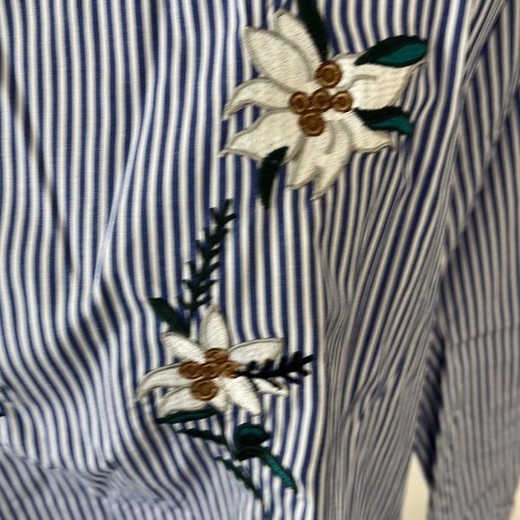 ZARA BASIC Collection Stipe Botanical Long Sleeve Blouse - Picture 5 of 6